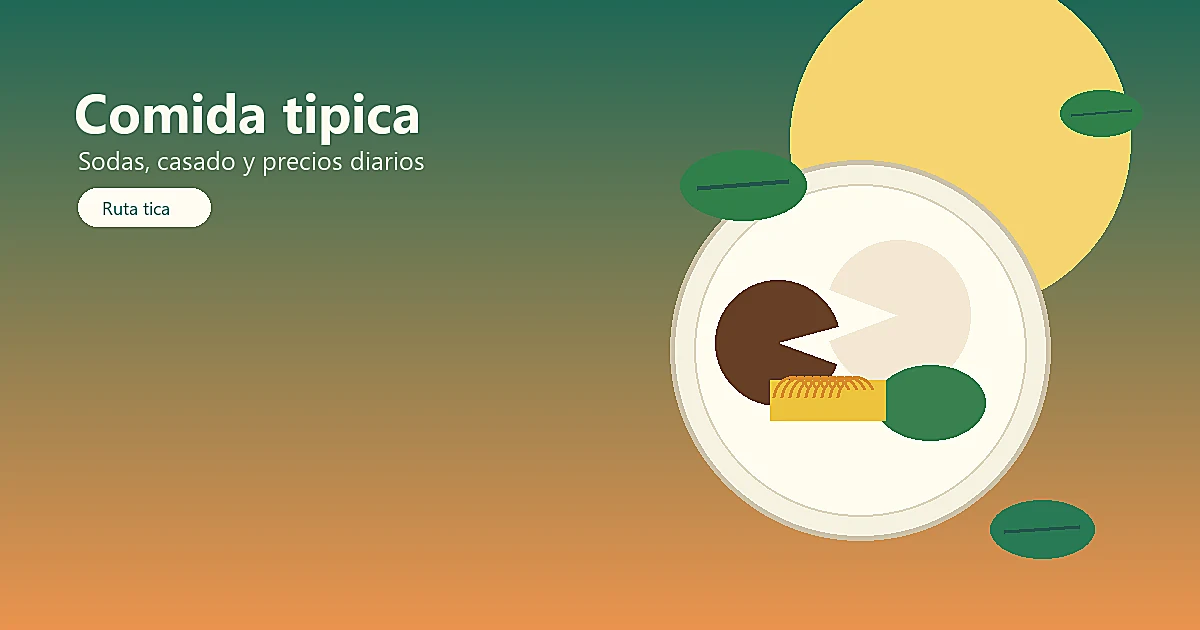 Comida típica de Costa Rica para estimar precios de sodas, casados y restaurantes