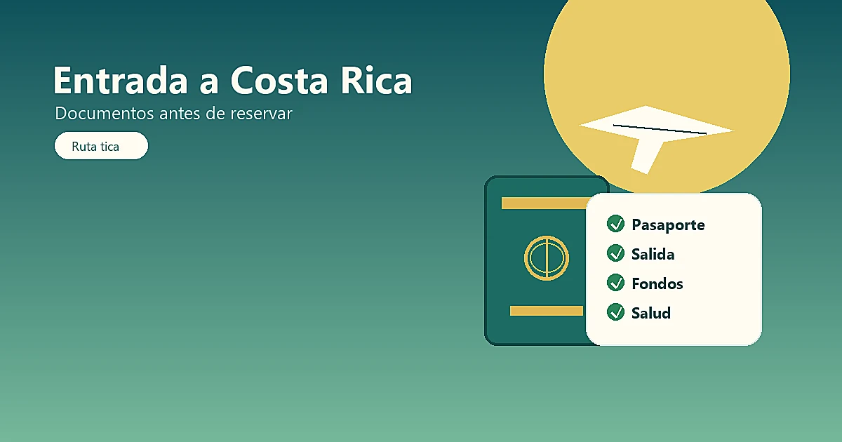 Checklist visual de requisitos de entrada a Costa Rica